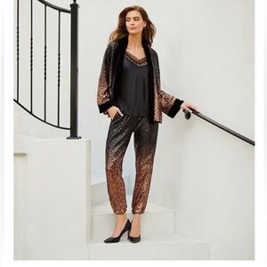 NWT Johnny Was Sequin Dorian Kimono & Sequin Gold Jett Jogger Set Sz.S